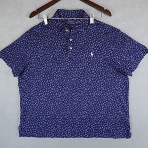 Polo Ralph Lauren Polo Shirt Floral Print Blue Men XL Short Sleeves Pony Preppy